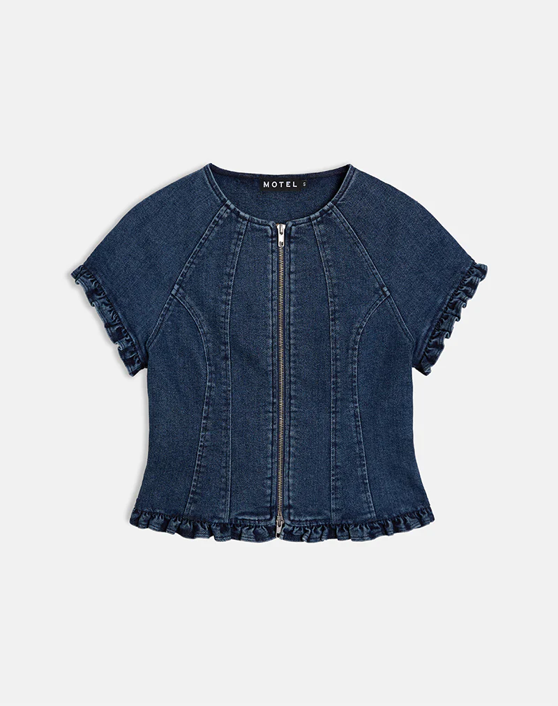 Dunya Top in Chambray Vintage Blue - Image 2