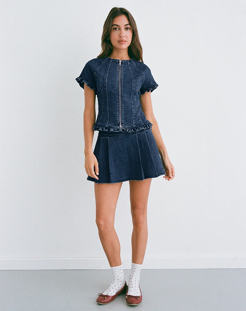 Dunya Top in Chambray Vintage Blue - Image 4