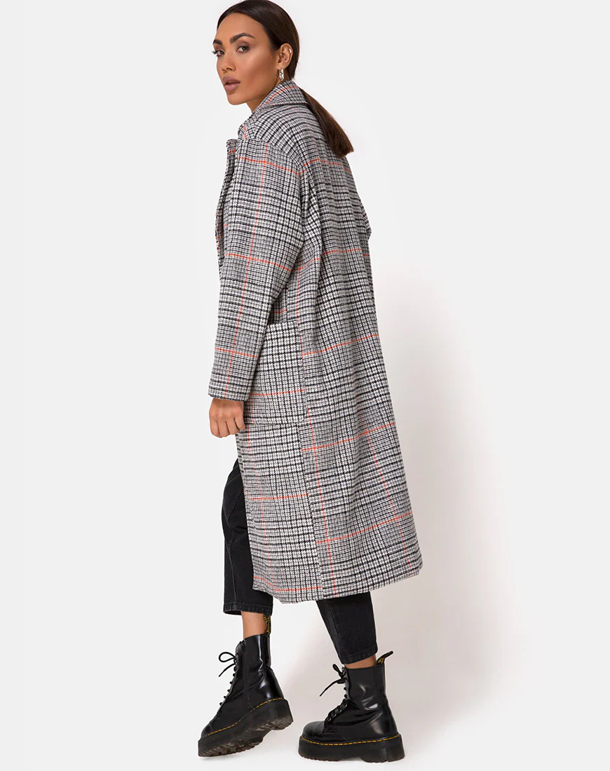 Glenn Duster Coat in Glenn Check Orange - Image 2