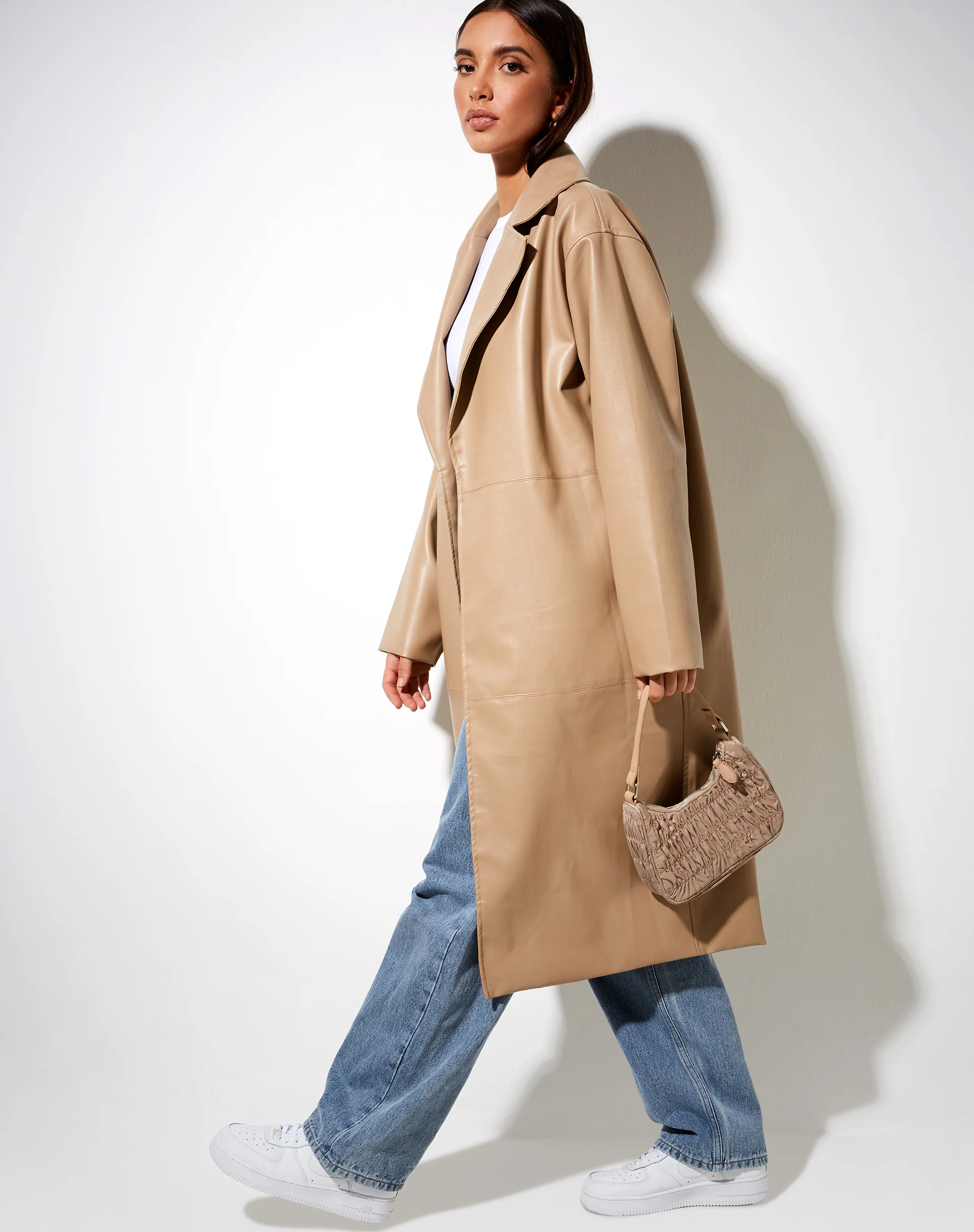 Duster Coat in PU Tan - Image 2