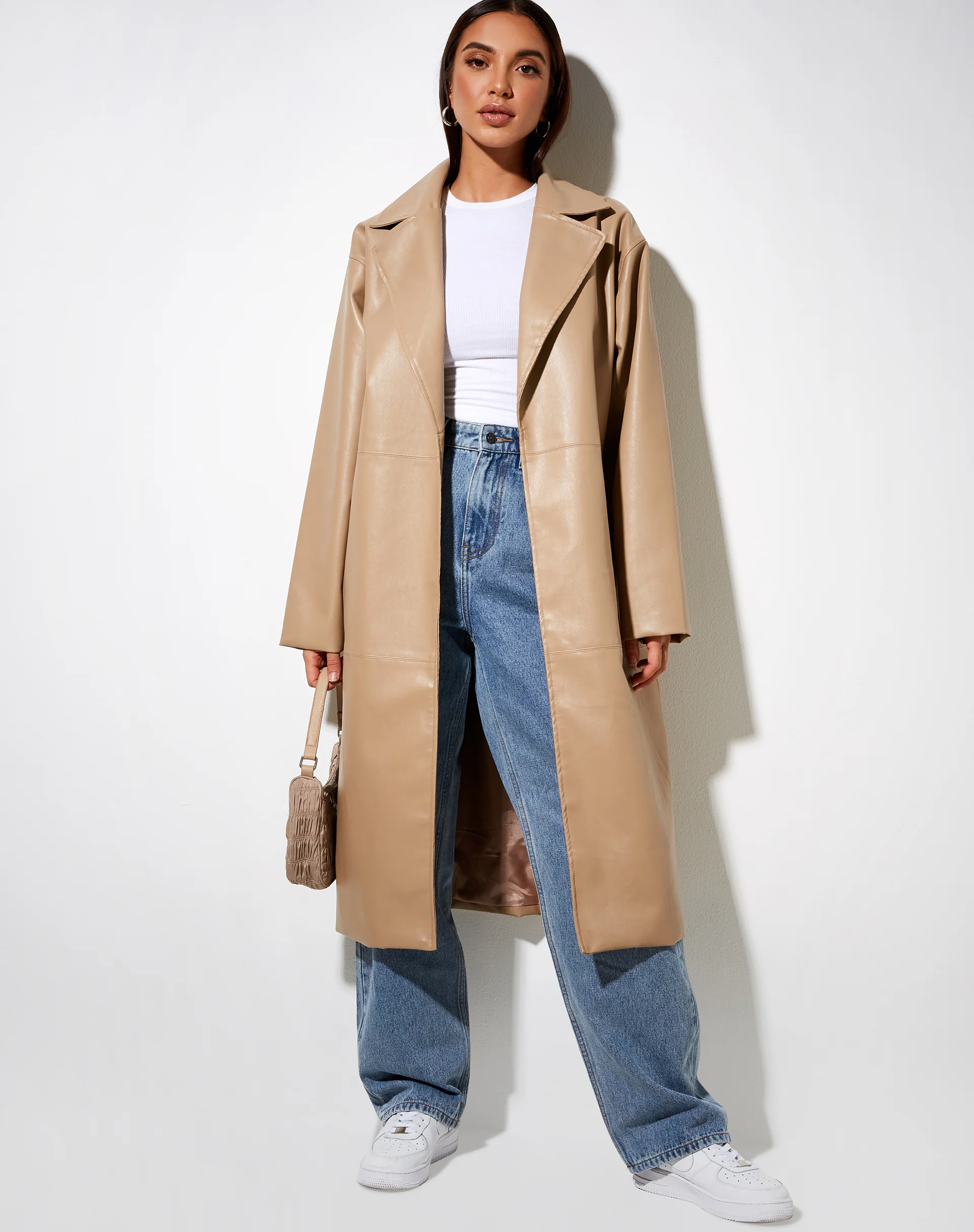 Duster Coat in PU Tan - Image 3