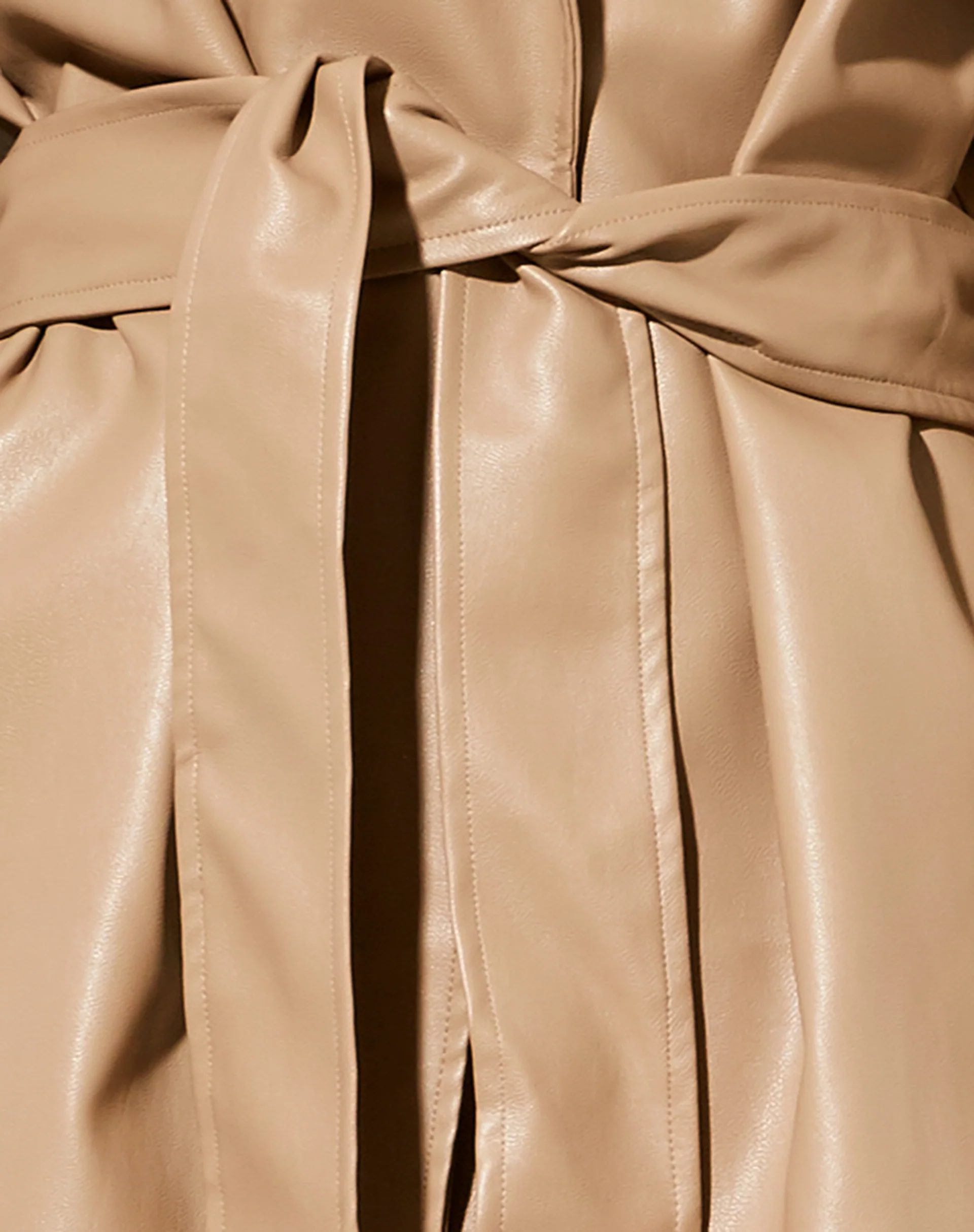 Duster Coat in PU Tan - Image 5