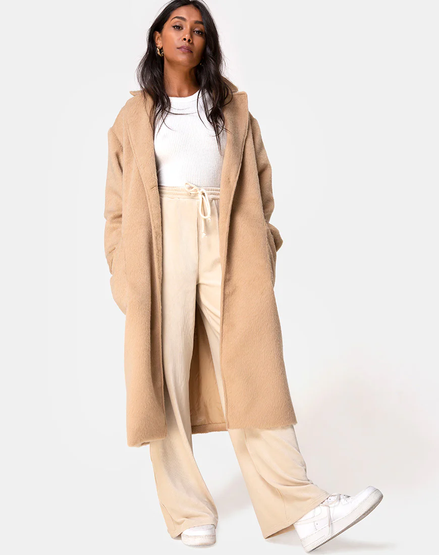 Duster Coat in Woven Tan - Image 3