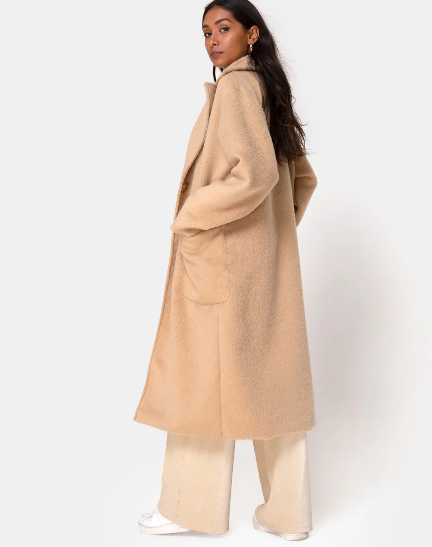 Duster Coat in Woven Tan - Image 5