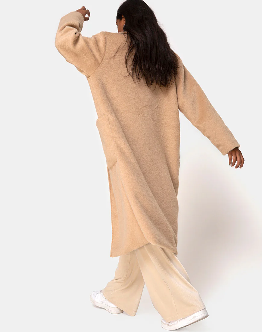 Duster Coat in Woven Tan - Image 6