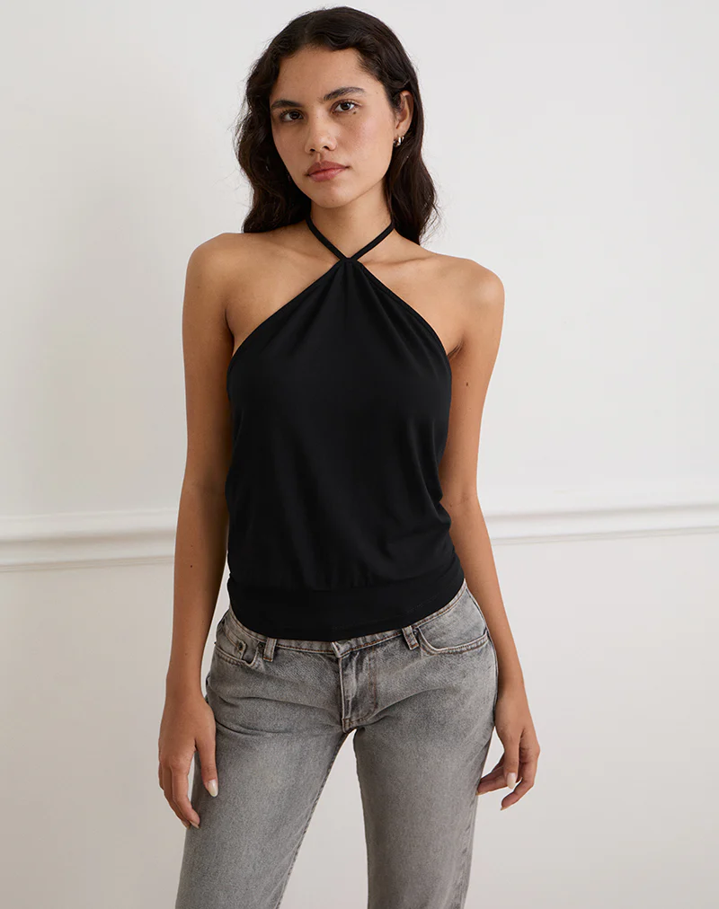 Dyilla Arrow Neck Top in Black - Image 3