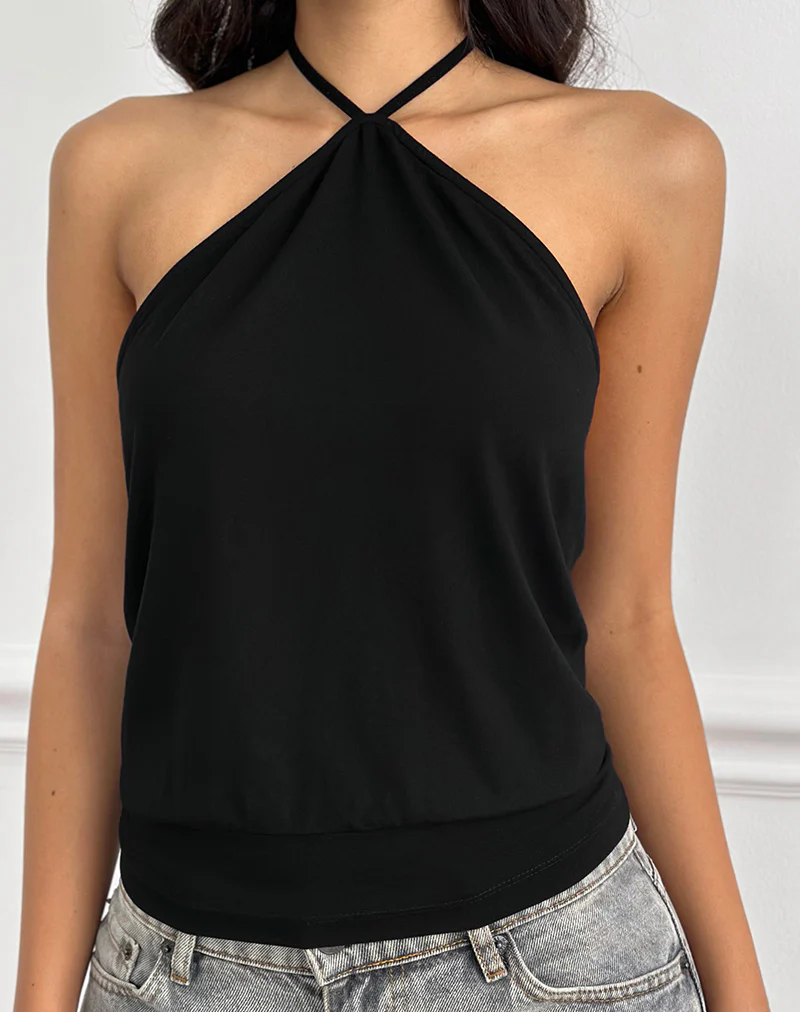 Dyilla Arrow Neck Top in Black - Image 4