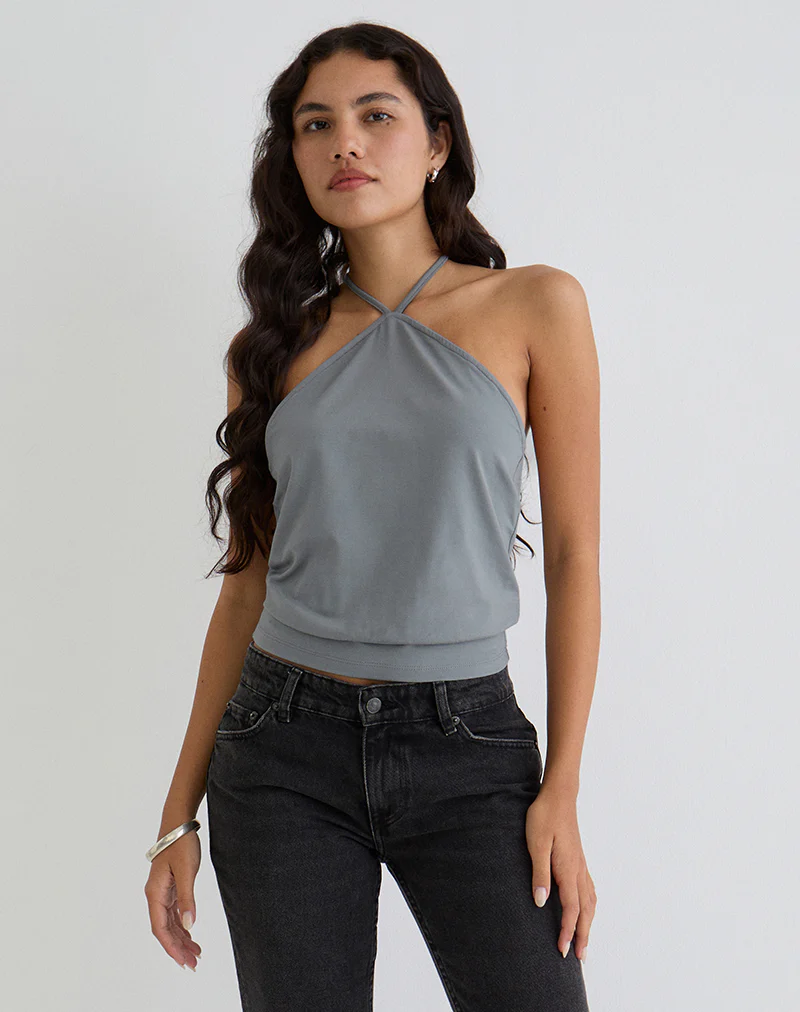 Dyilla Arrow Neck Top in Grey - Image 5