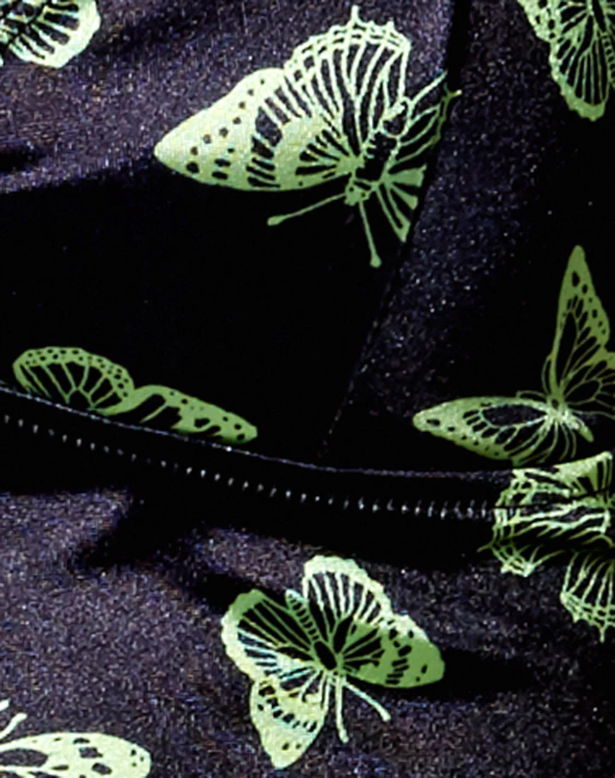 Dyla Crop Top in Black Butterfly Lime - Image 5