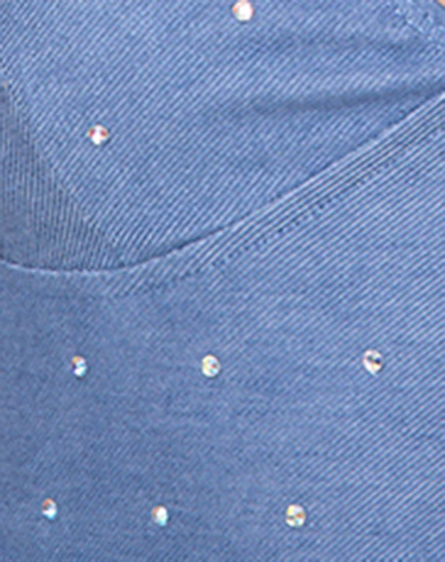 Dyla Crop Top in Blue Denim Hot Fix - Image 5