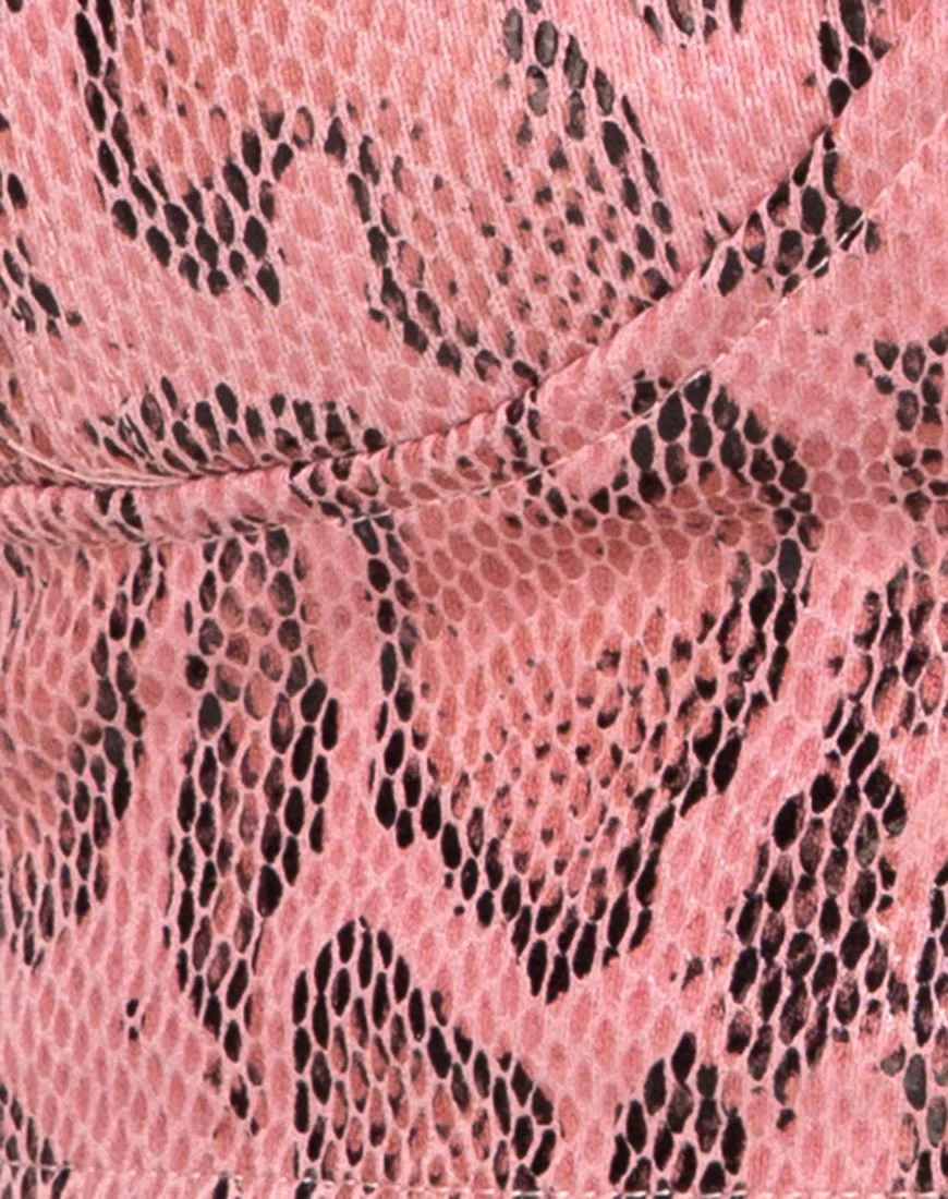 Dyla Crop Top in PU Snake Pink - Image 6