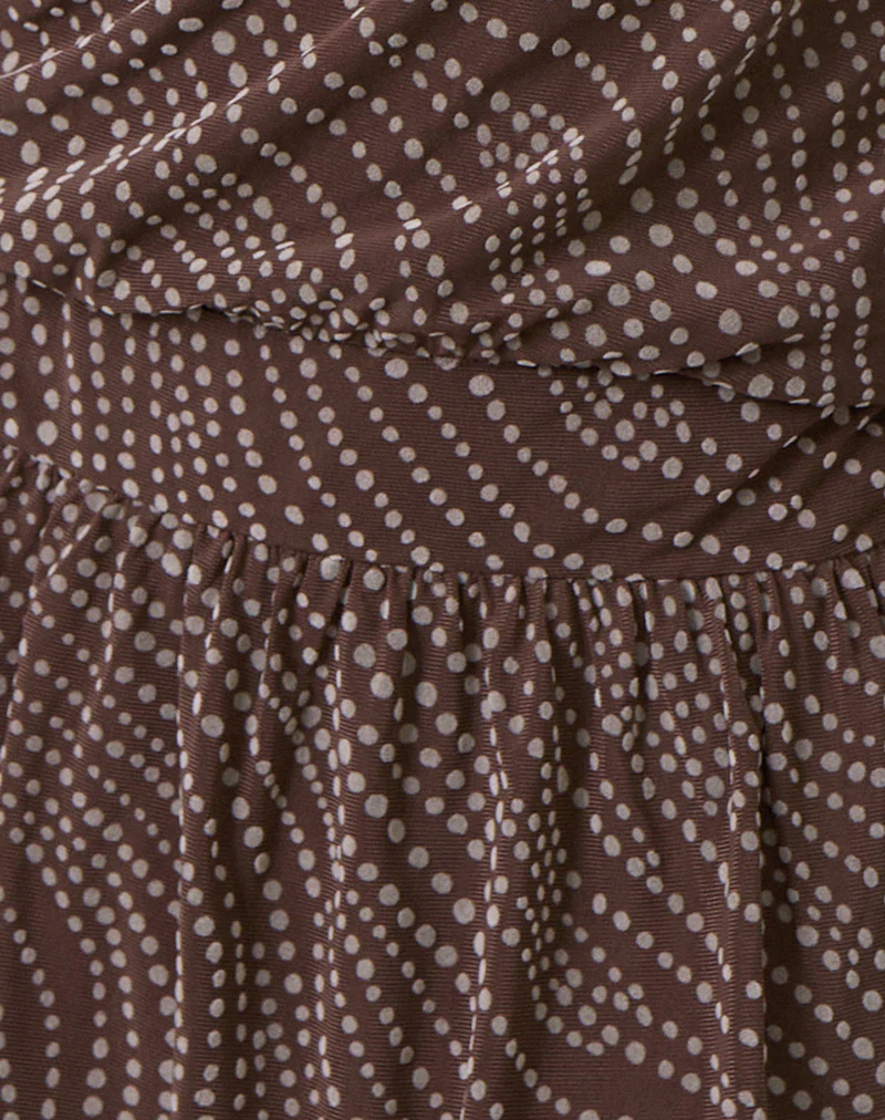 Dyle Mini Dress in Abstract Polka Flock Brown - Image 6