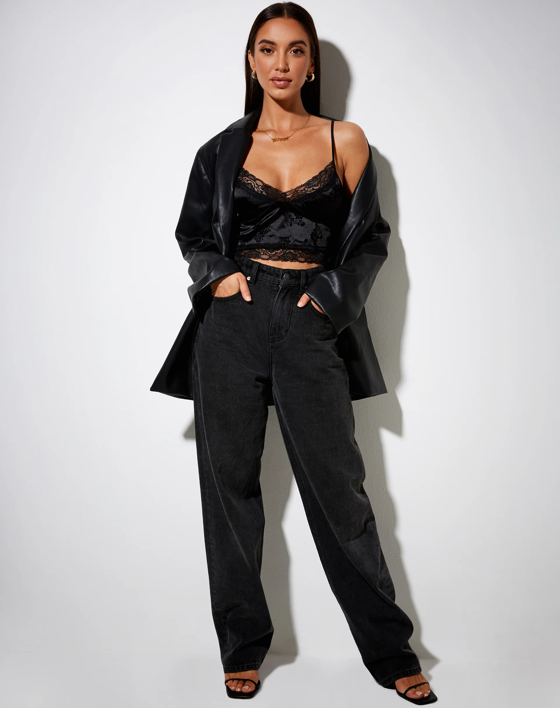 Dyrana Crop Top in Black Rose Flock - Image 3