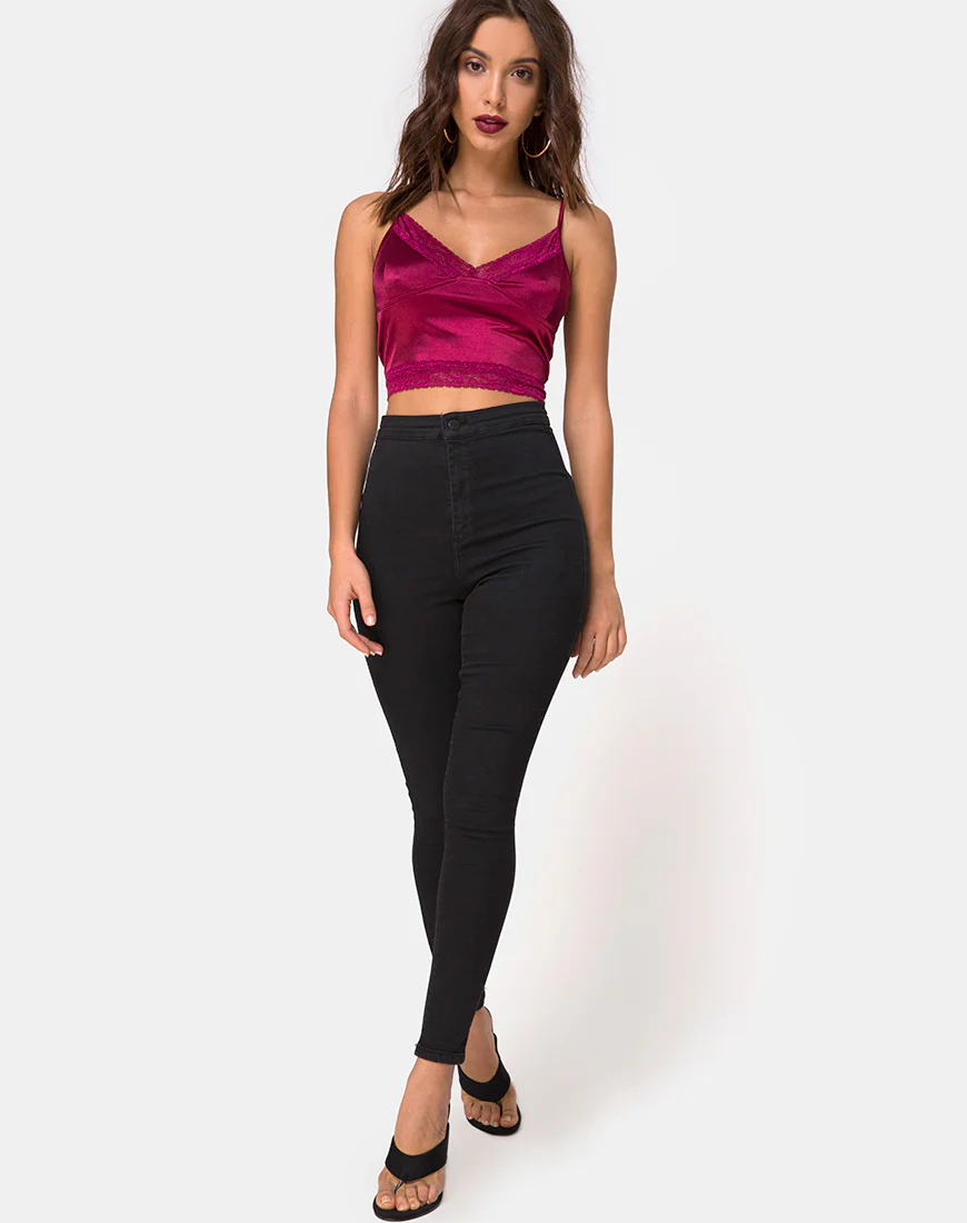 Dyrana Top in Burgundy with Burgundy Lace - Image 3