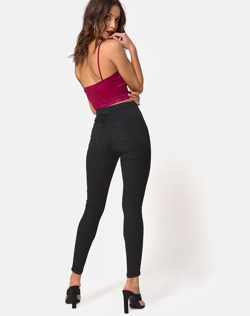 Dyrana Top in Burgundy with Burgundy Lace - Image 4