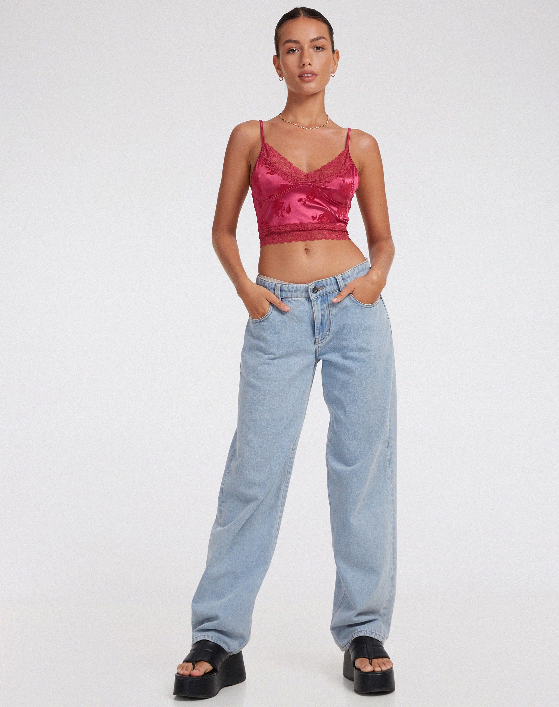 Dyrana Crop Top in Rose Flock Magenta - Image 2