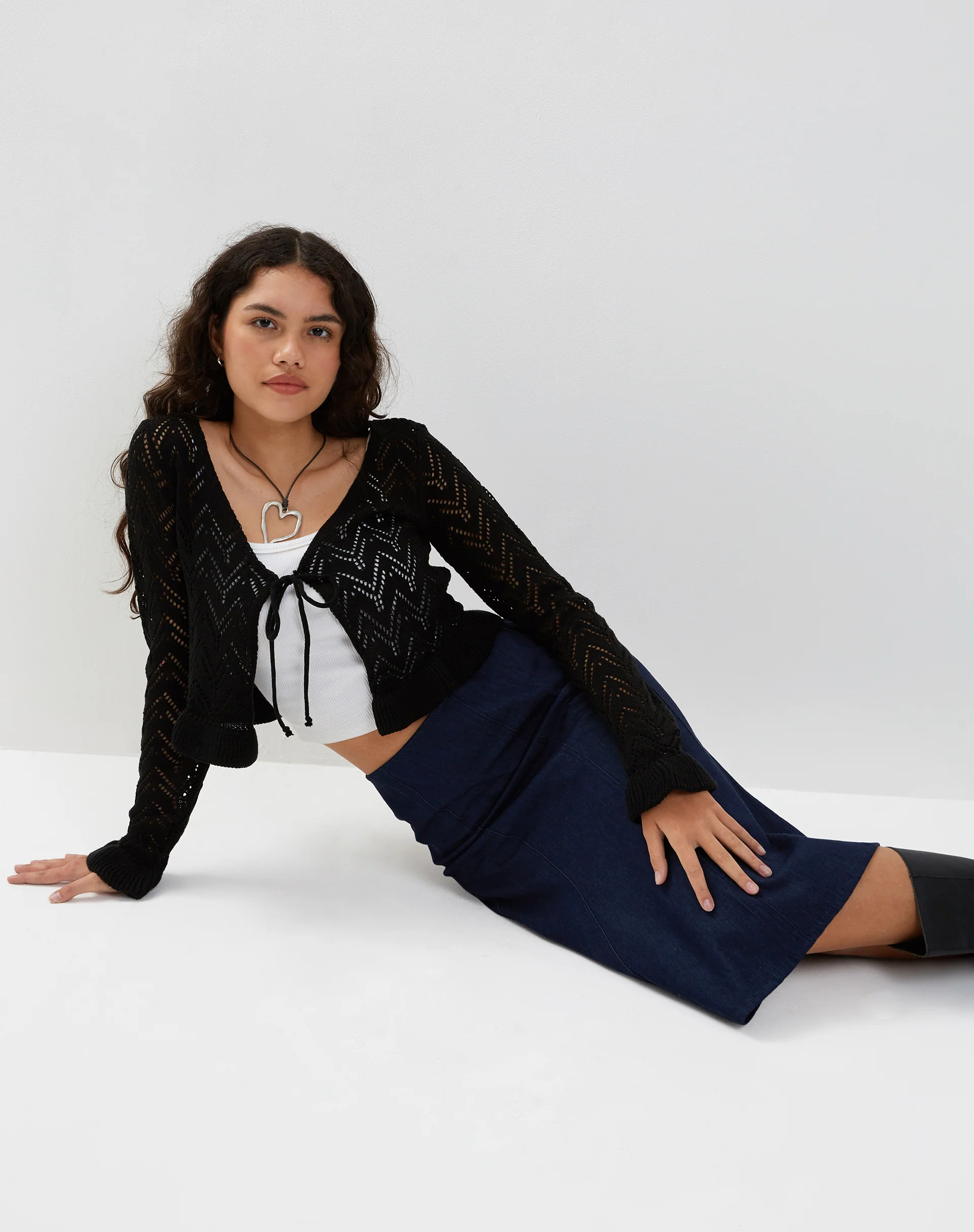 Eames Midi Skirt in Denim Indigo Blue - Image 5
