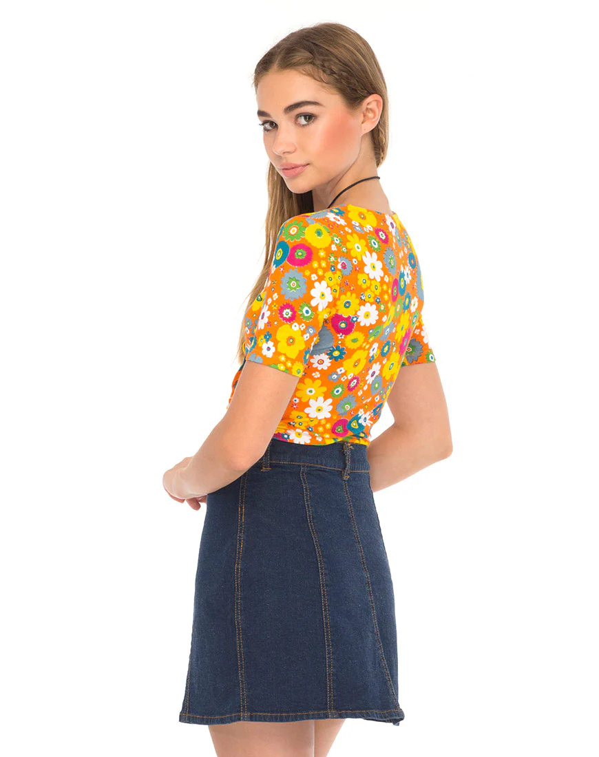Eclat Crop Top in Playtime Floral Orange - Image 2