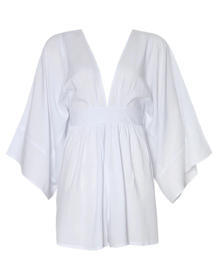 Eclipse Kimono Sleeve Playsuit in White - Image 5
