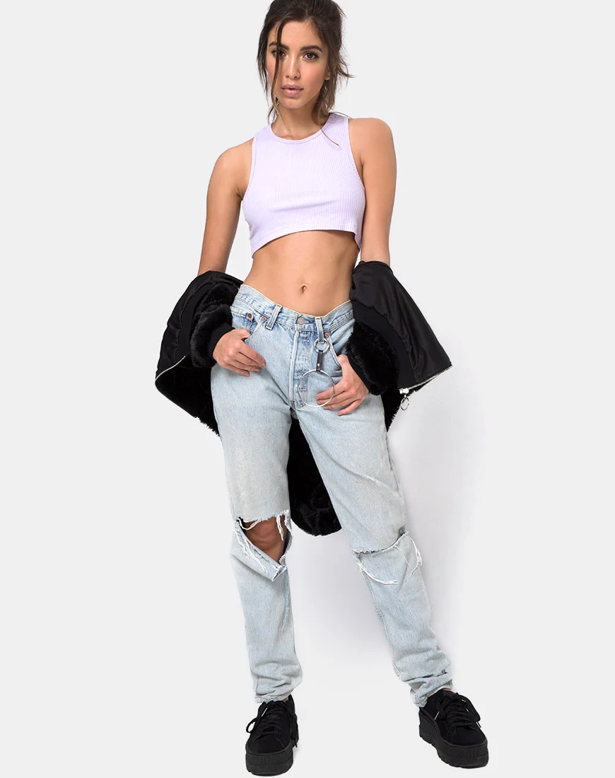 Edina Crop Top Rib Lilac - Image 3
