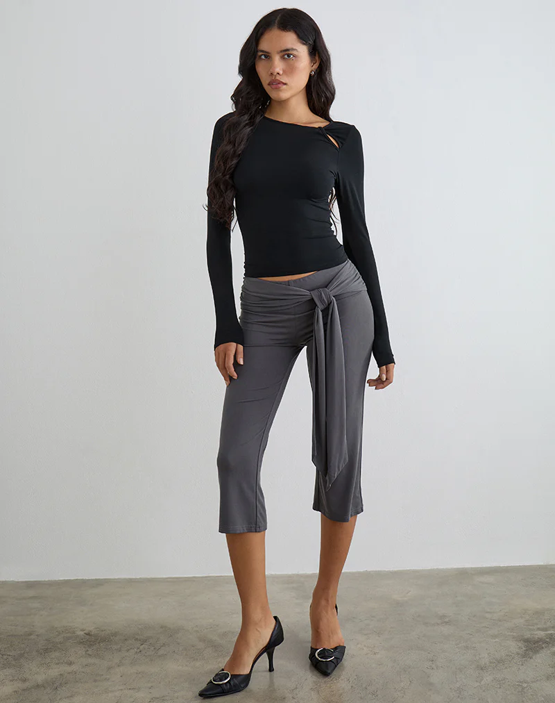 Effy Tie Side Cupro Capri in Dark Grey - Image 4