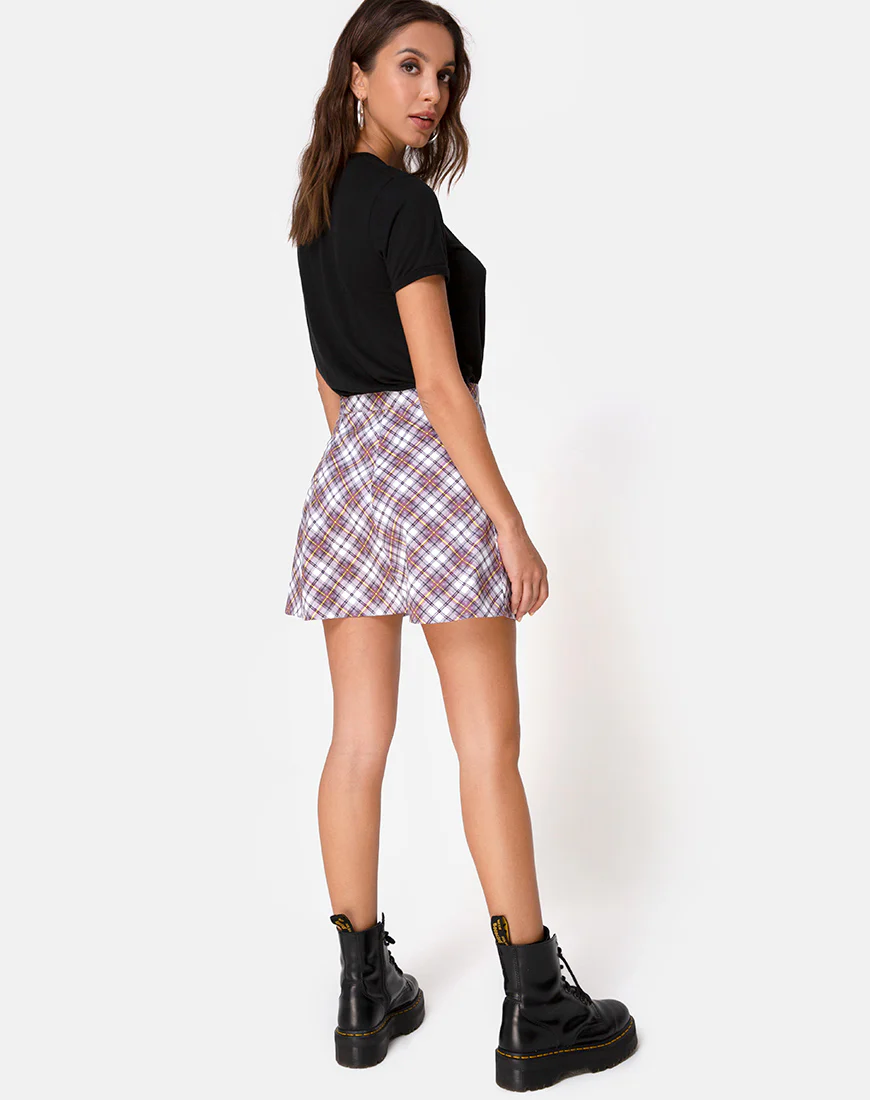 Elda Skirt in Grunge Check Purple - Image 4