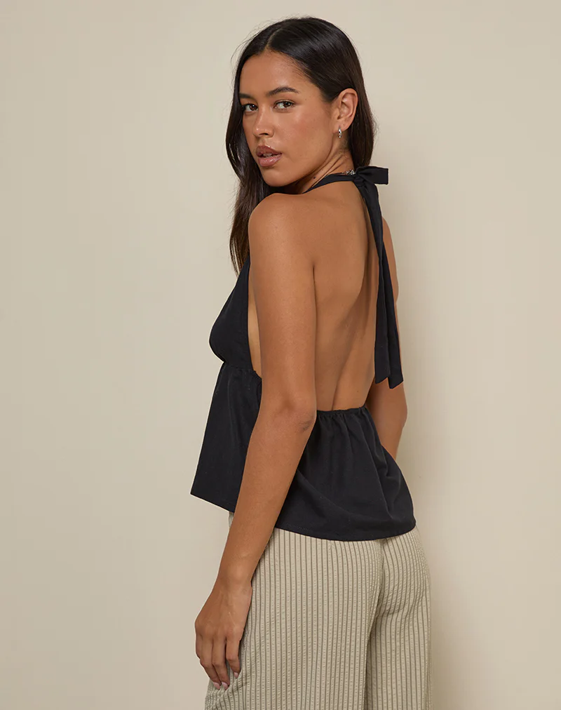 Eldana Halterneck Top in Black - Image 4