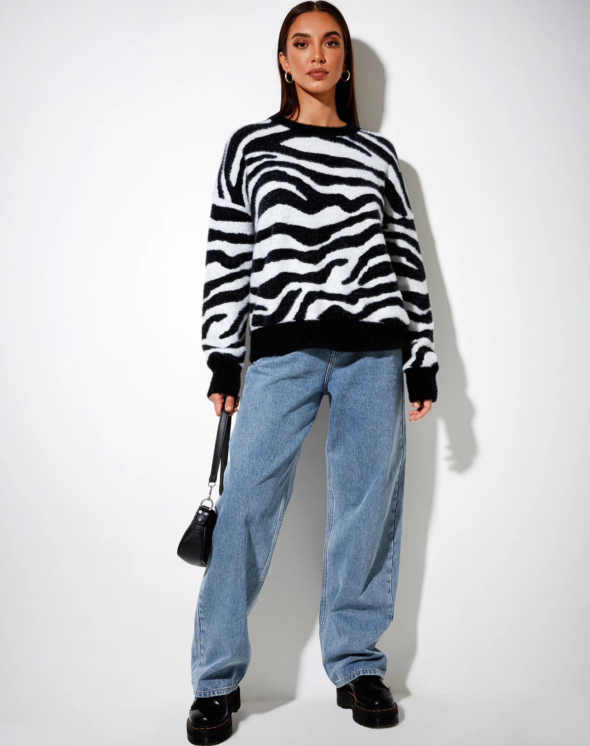 Eleni Jumper in Knit Zebra Black and White - Image 3
