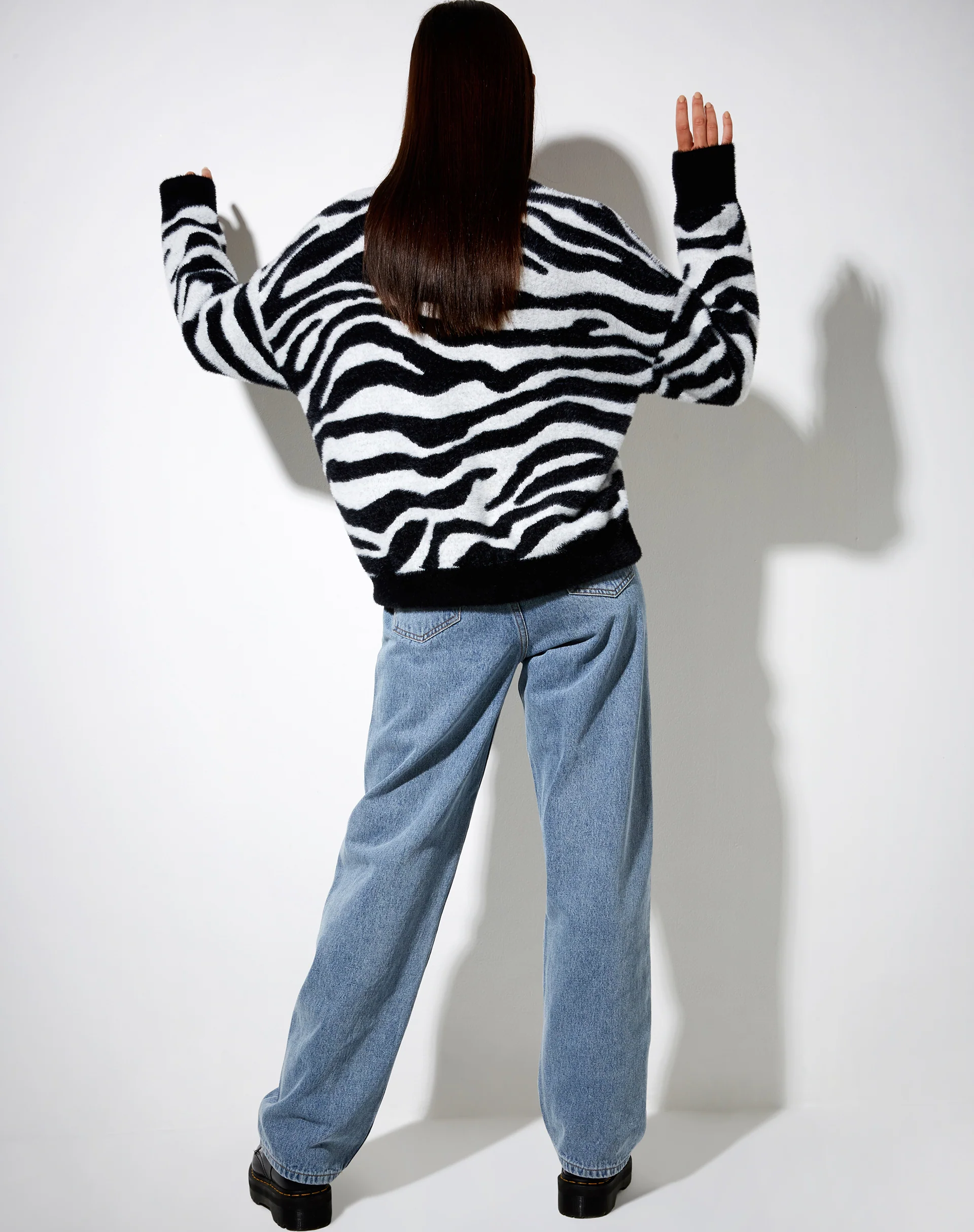 Eleni Jumper in Knit Zebra Black and White - Image 4