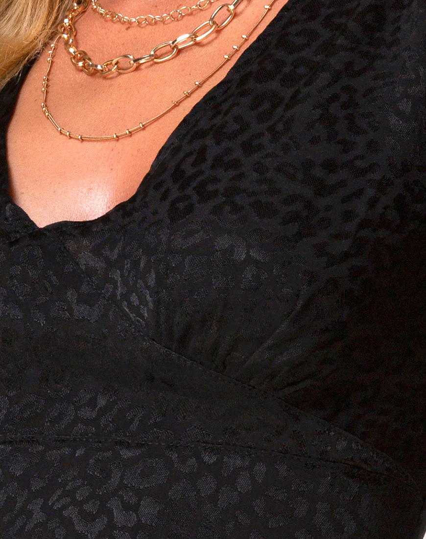 Elfy Mini Dress in Satin Cheetah Black - Image 5