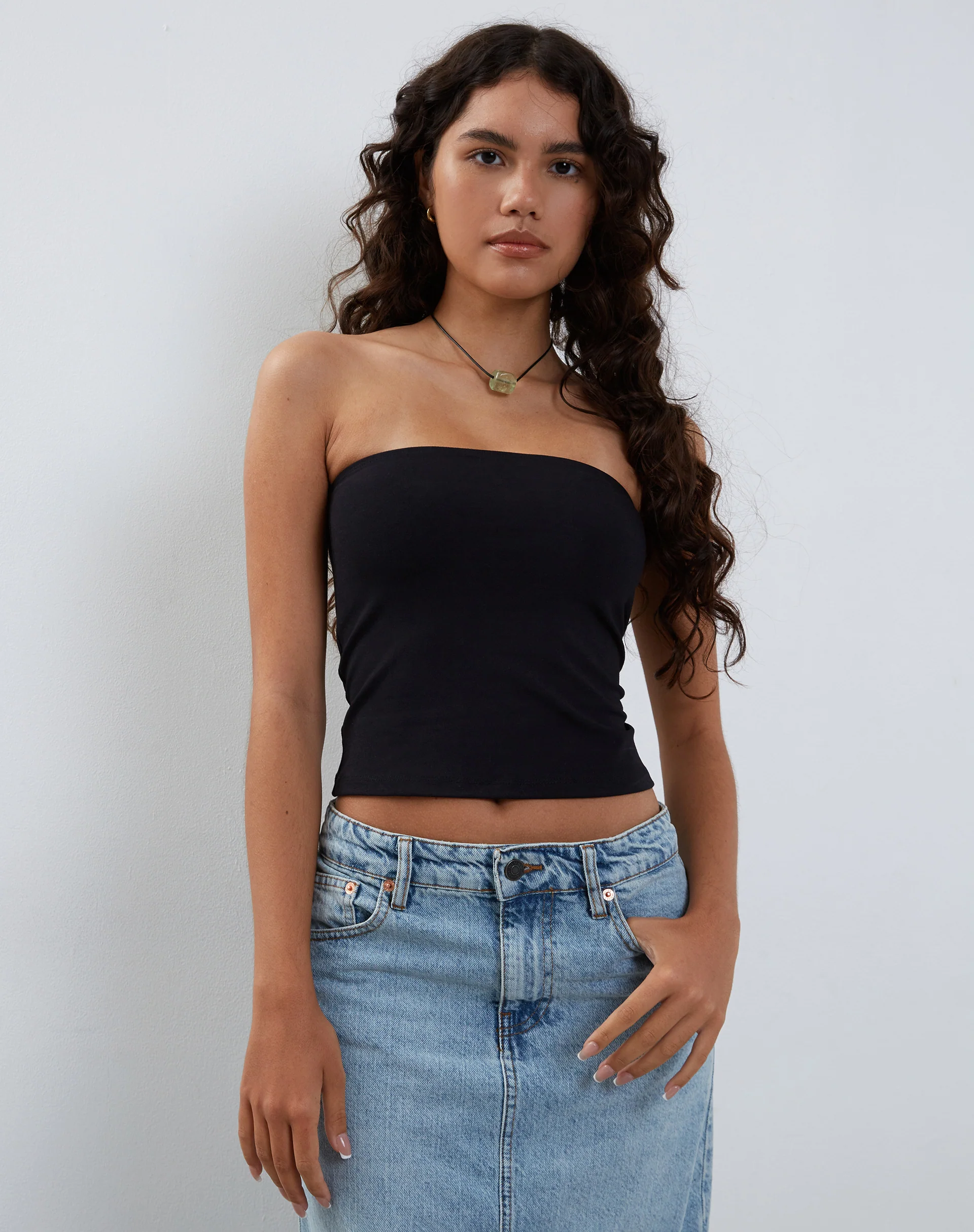 Elia Heavy Lycra Bandeau Top in Lycra Black - Image 3