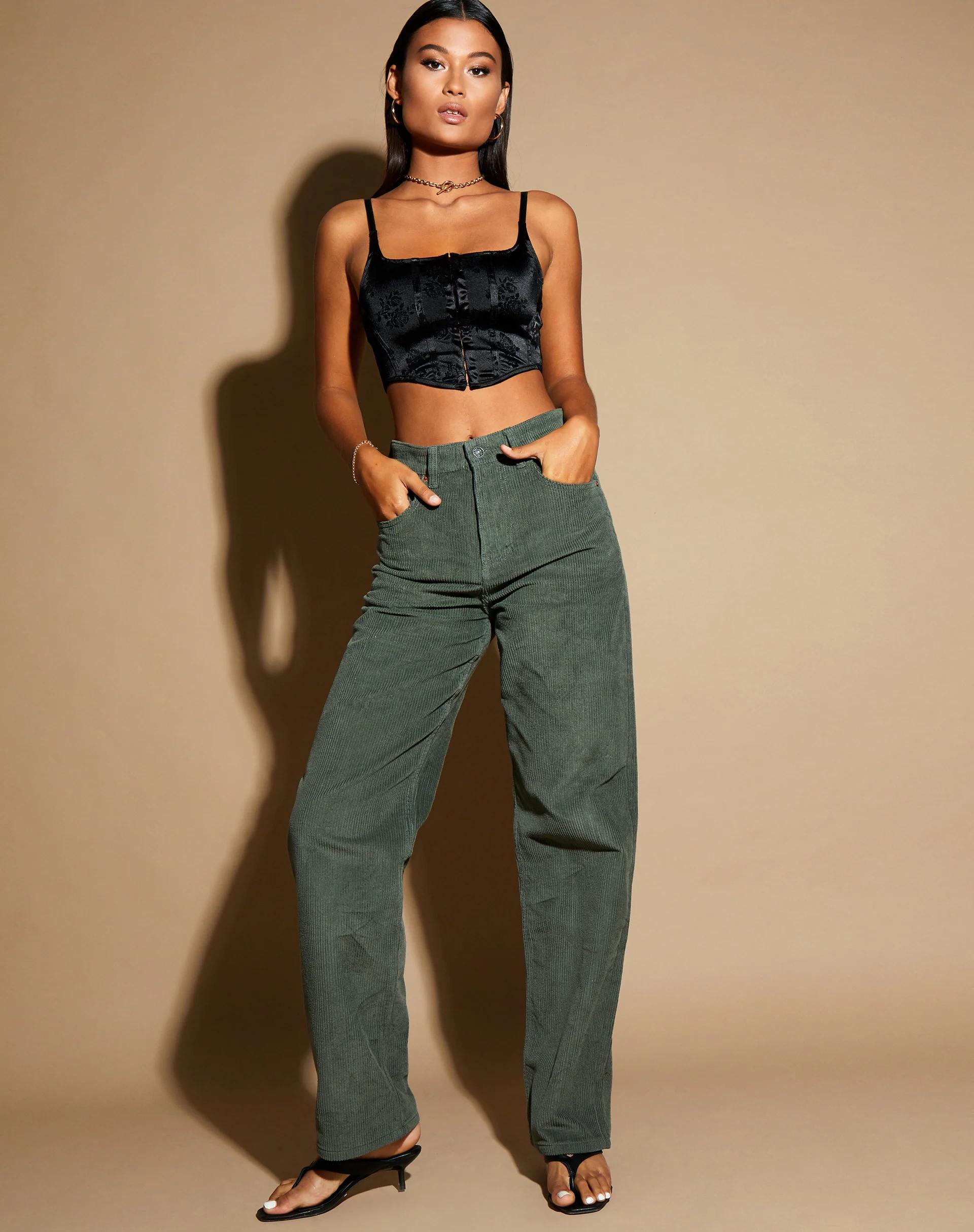 Elicia Crop Top in Black Rose Flock - Image 5
