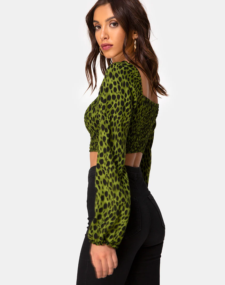 Elina Top in Cheetah Khaki - Image 2