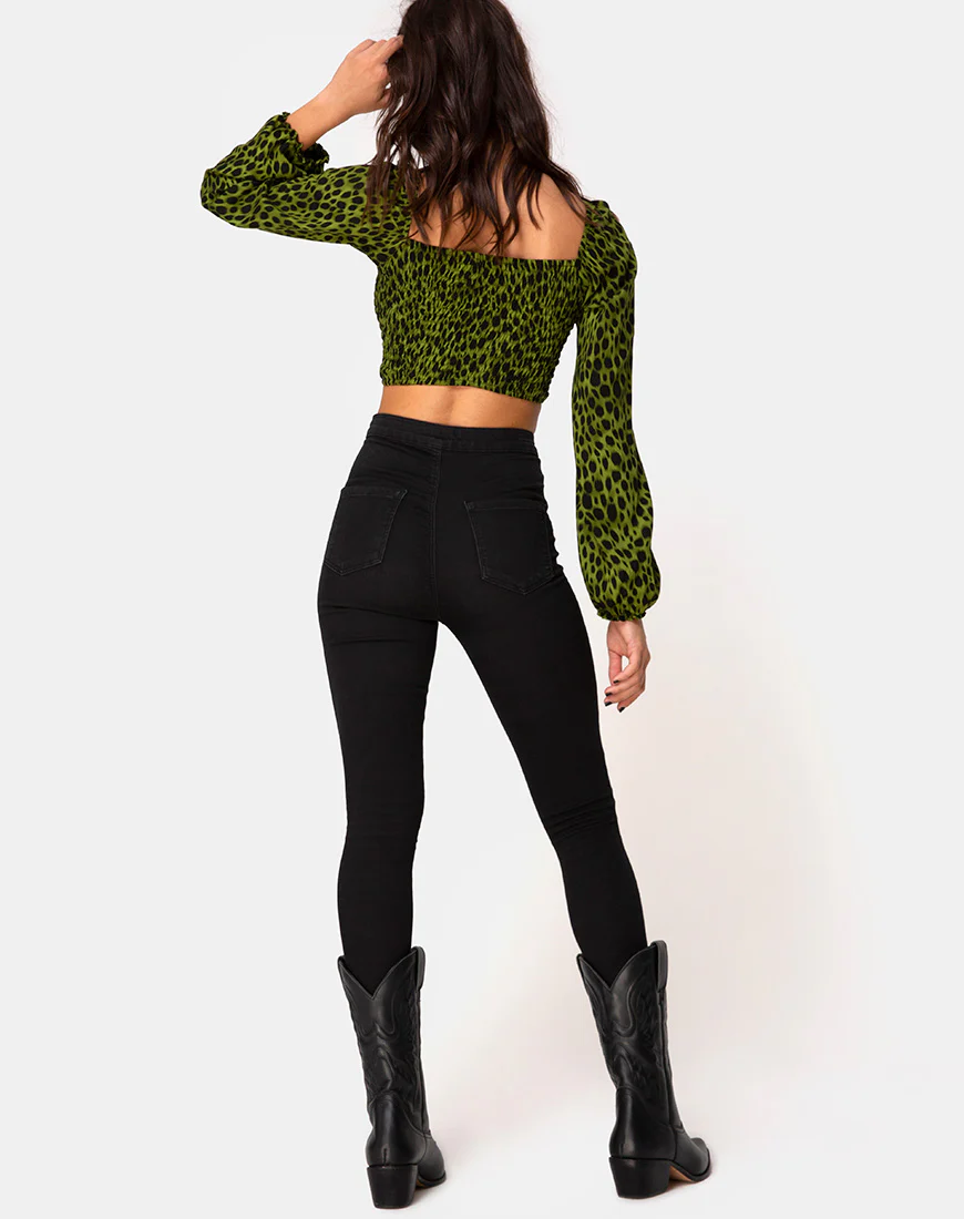 Elina Top in Cheetah Khaki - Image 4