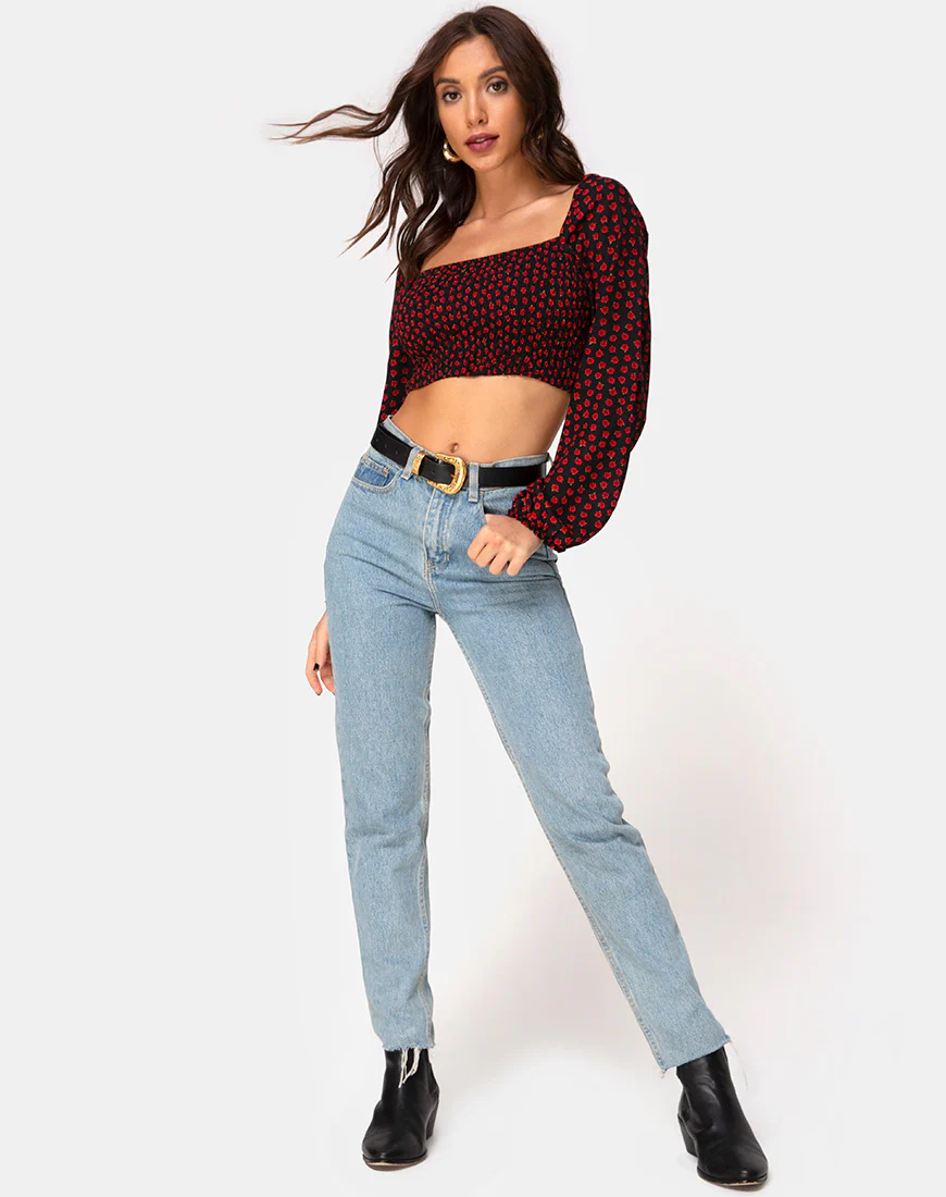 Elina Top in Dotty Rose Black - Image 3