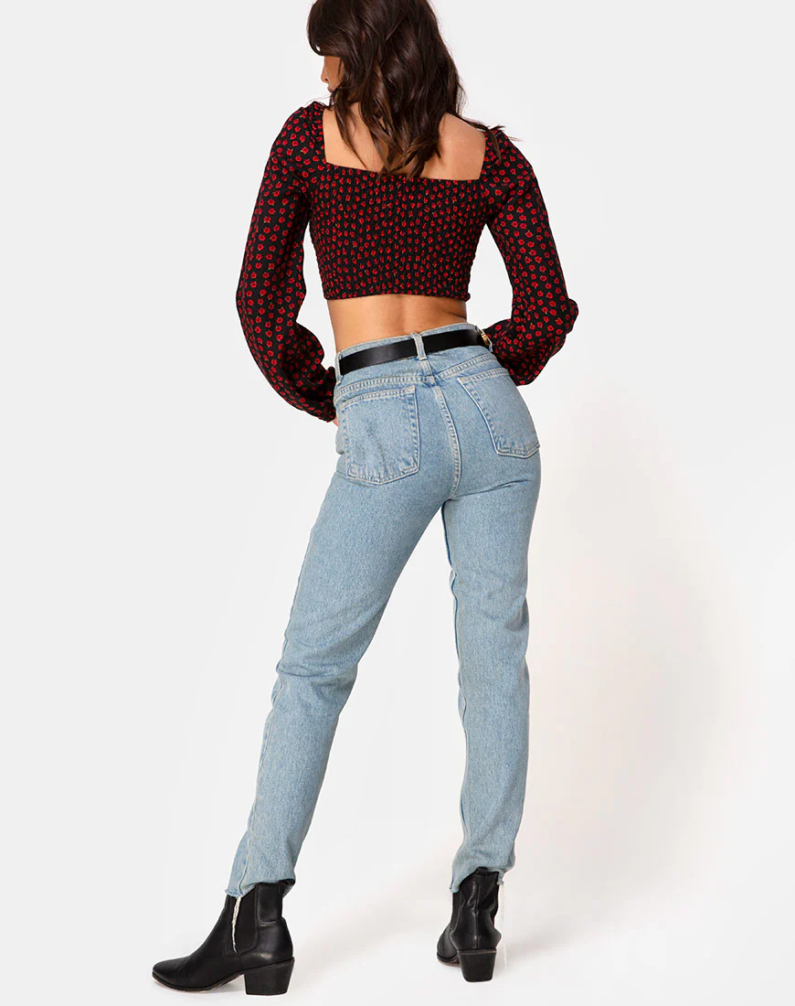 Elina Top in Dotty Rose Black - Image 4