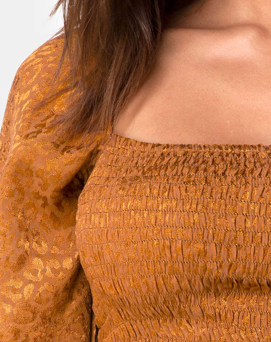 Elina Top in Satin Cheetah Gold - Image 5