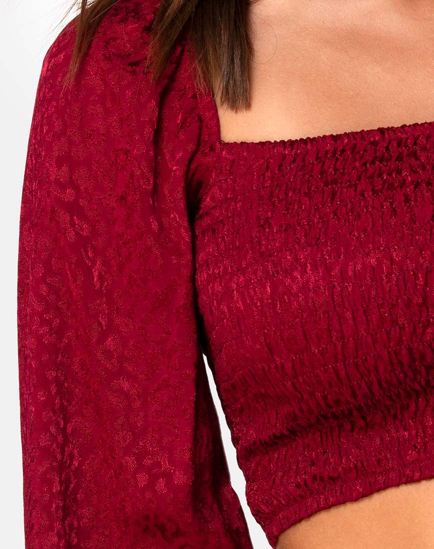 Elina Top in Satin Cheetah Raspberry - Image 5