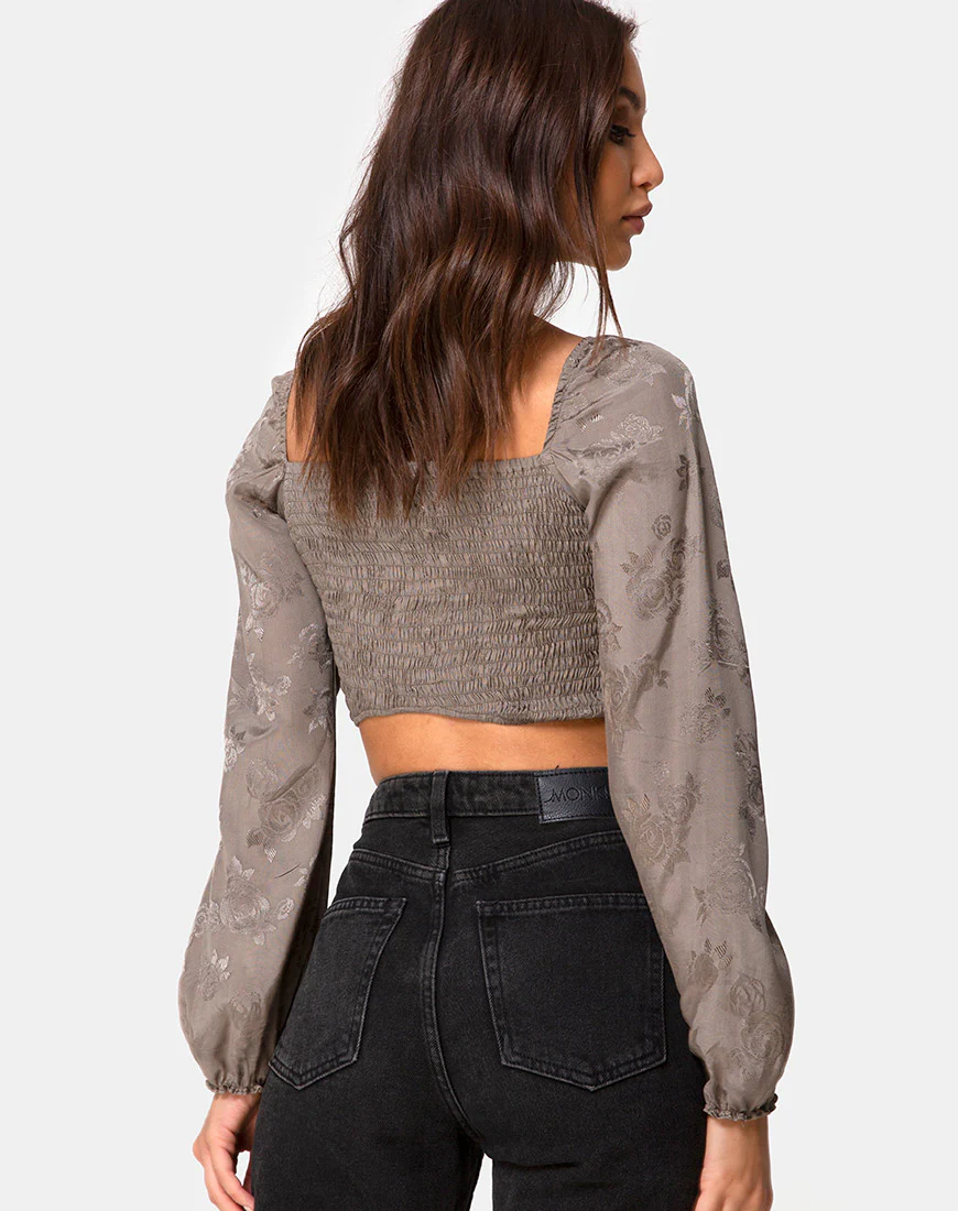 Elina Top in Satin Rose Silver Grey - Image 2