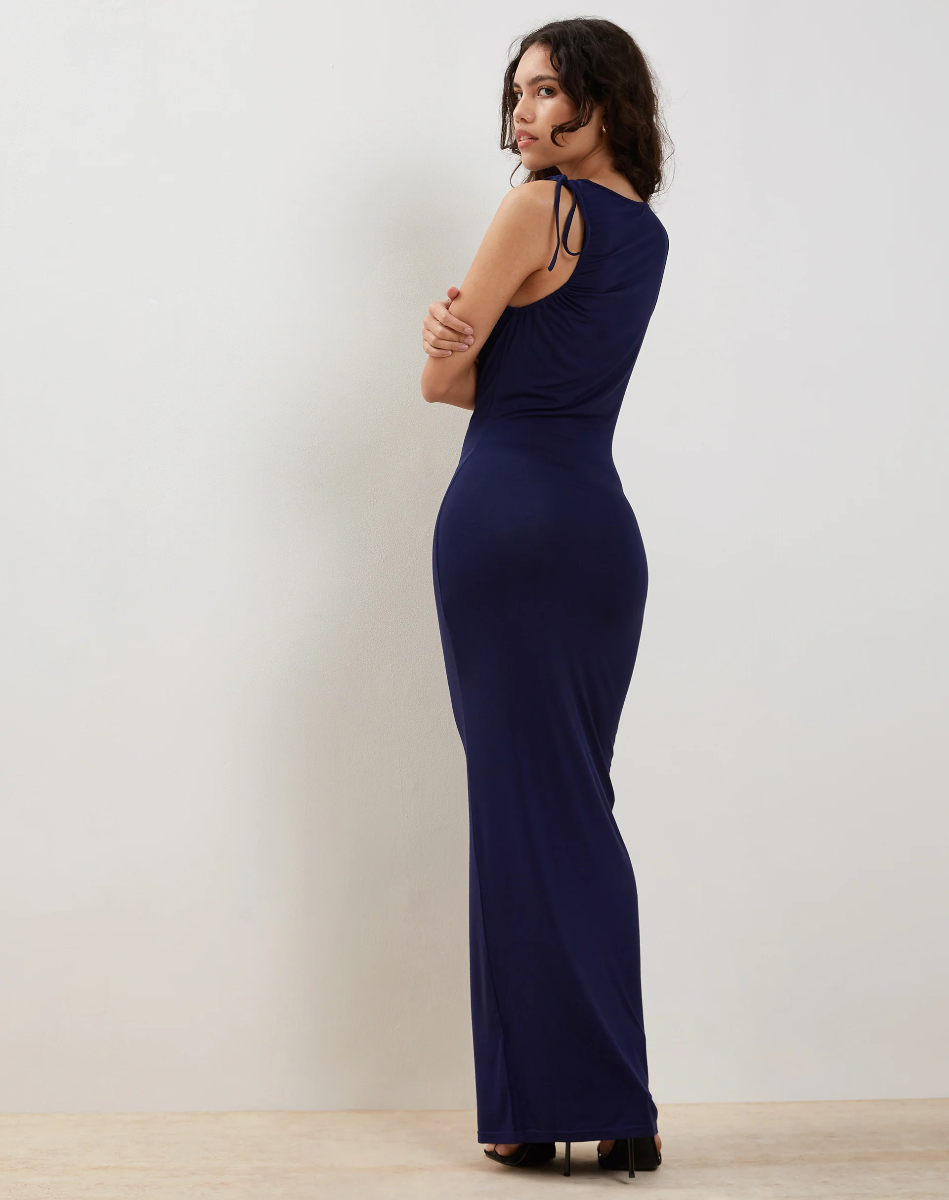 Elinor Maxi Dress in Slinky Midnight Blue - Image 4