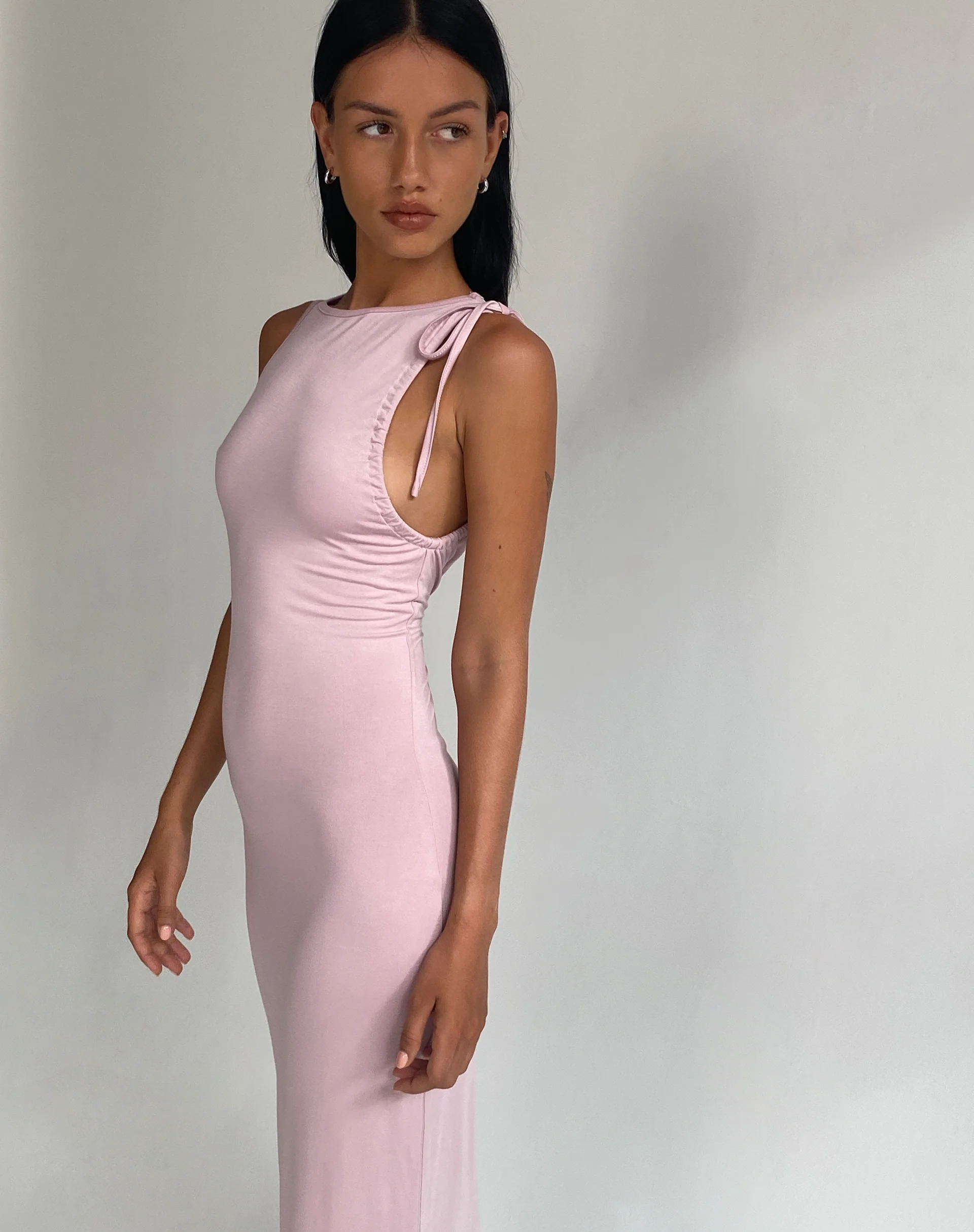 Elinor Maxi Dress in Slinky Baby Pink - Image 5