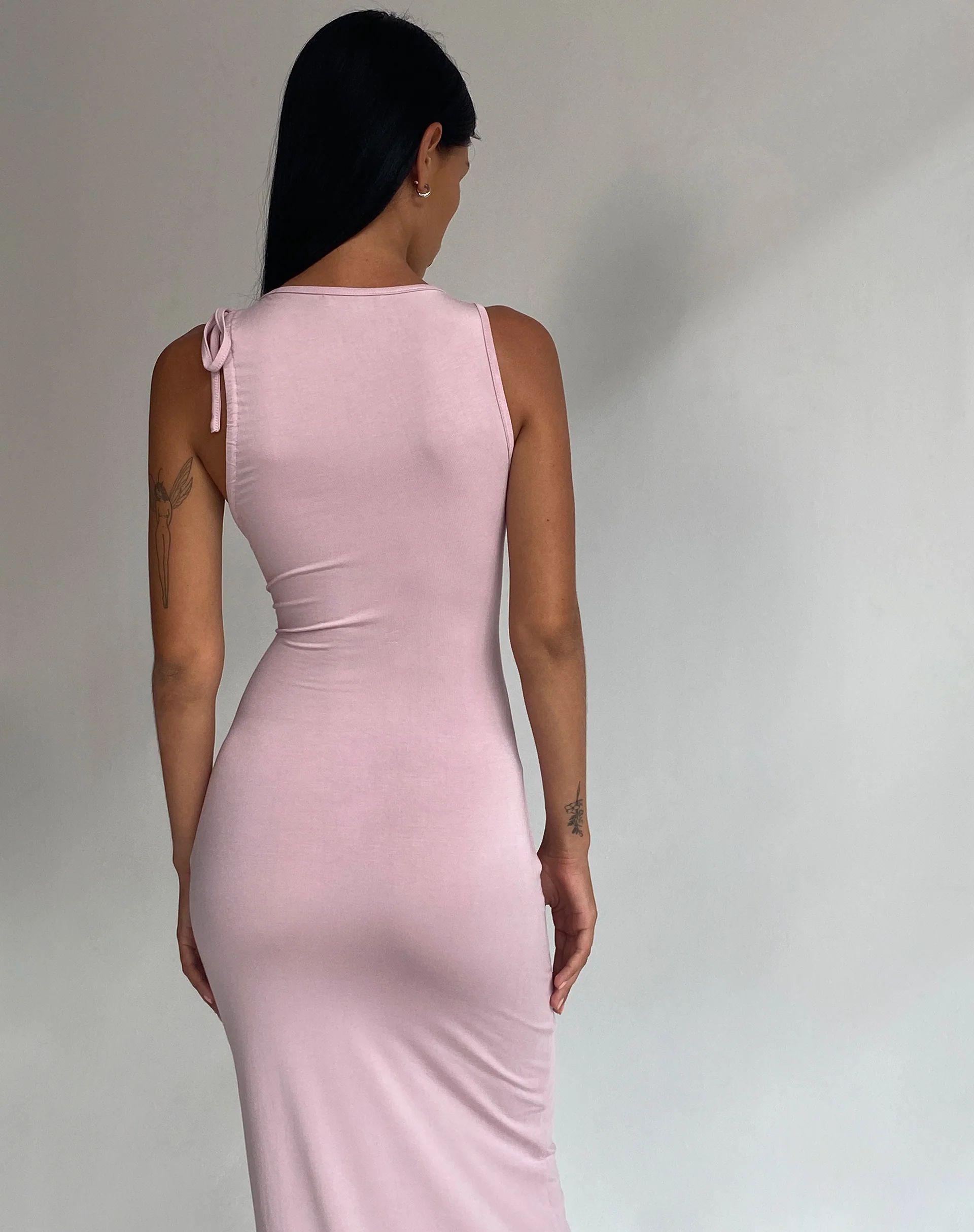 Elinor Maxi Dress in Slinky Baby Pink - Image 7