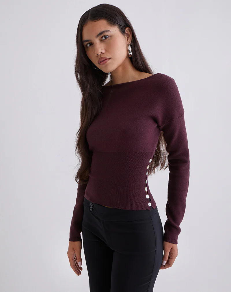 Elira Top in Knit Plum - Image 4