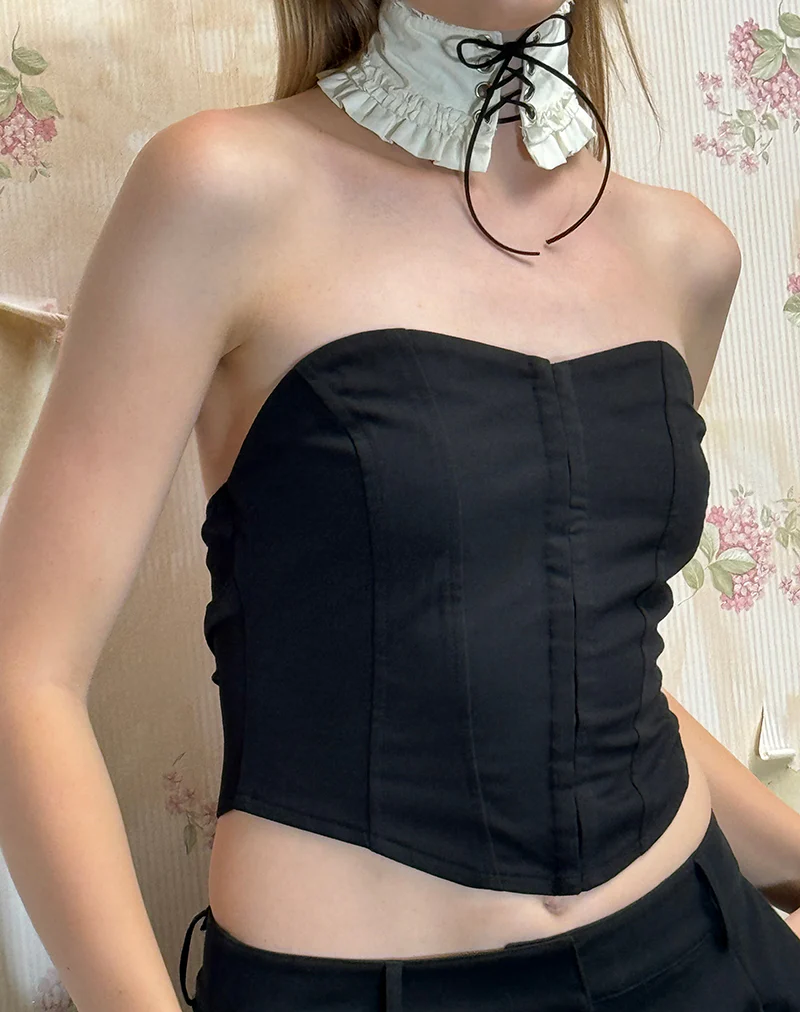 Elita Hook and Eye Corset Top in Black - Image 2