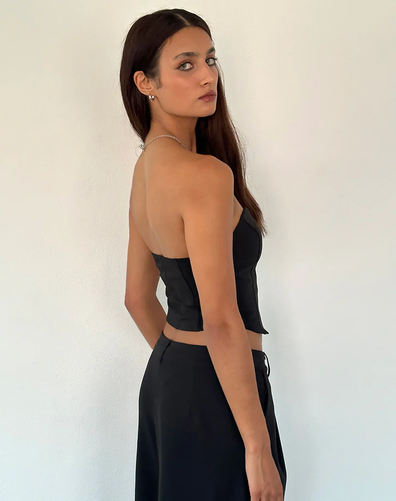 Elita Hook and Eye Corset Top in Black - Image 5