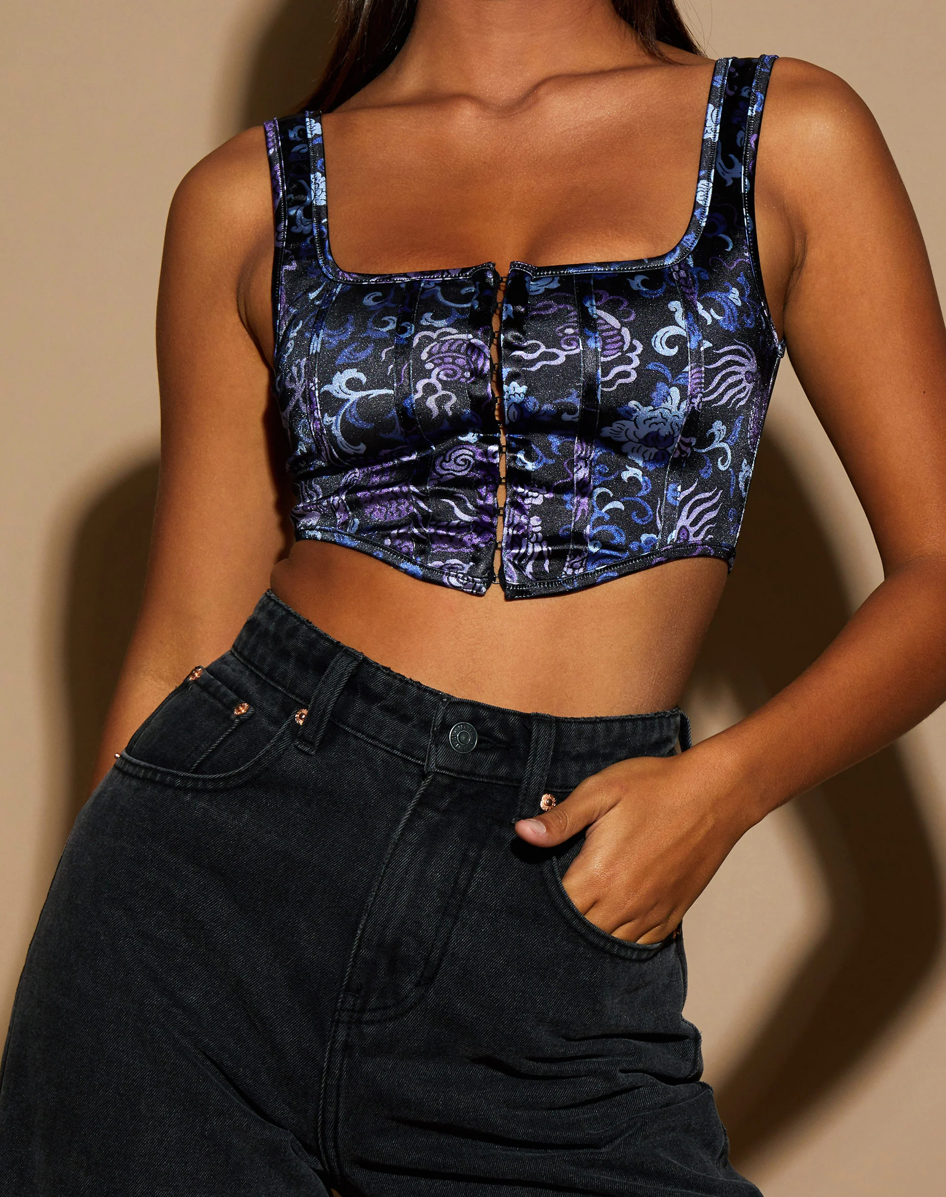 Elix Crop Top in Dragon Blue - Image 3