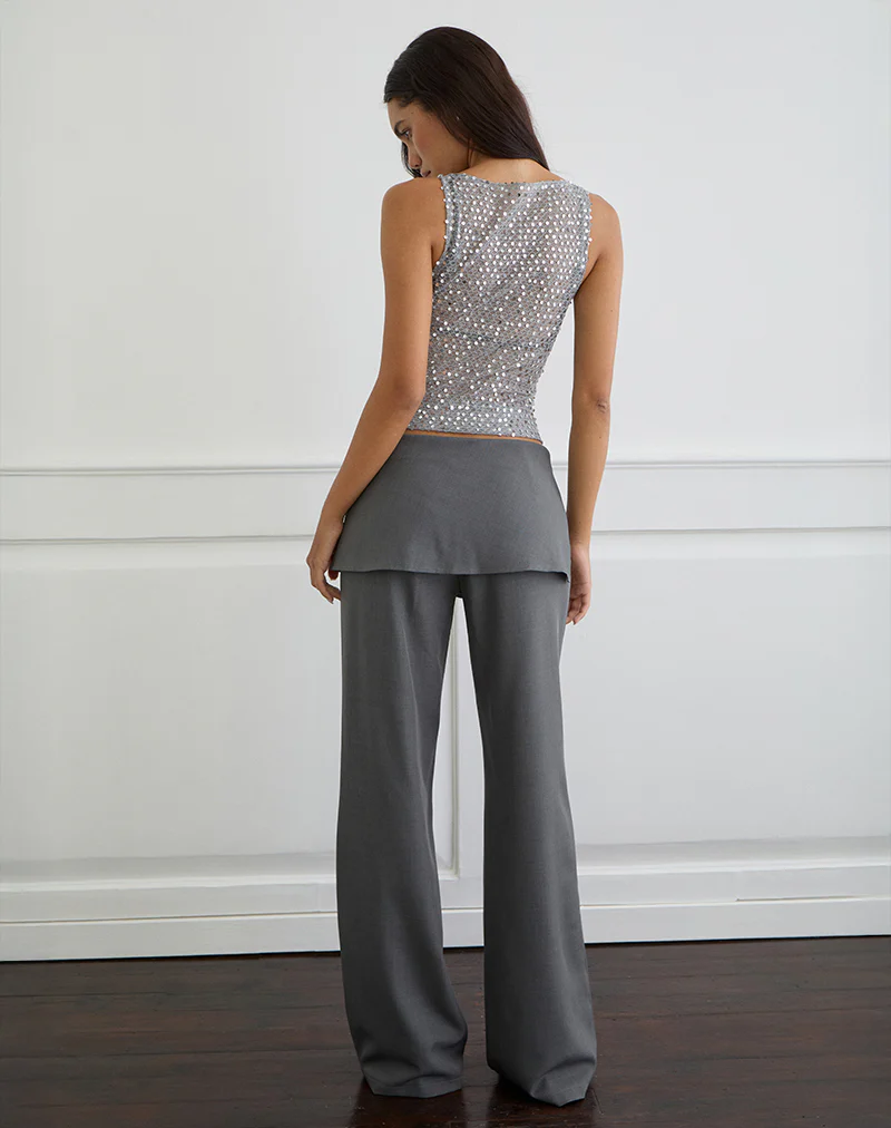 Elka Wrap Trouser in Tailoring Charcoal - Image 3