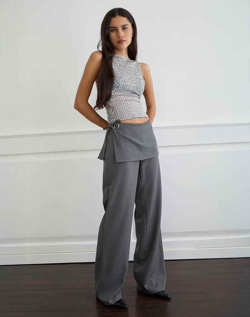 Elka Wrap Trouser in Tailoring Charcoal - Image 4