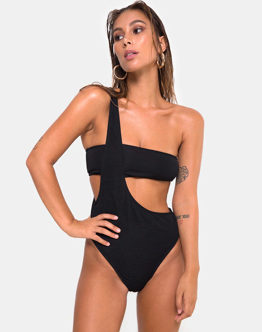 Elkin Swimsuit in Textured Black - Image 2