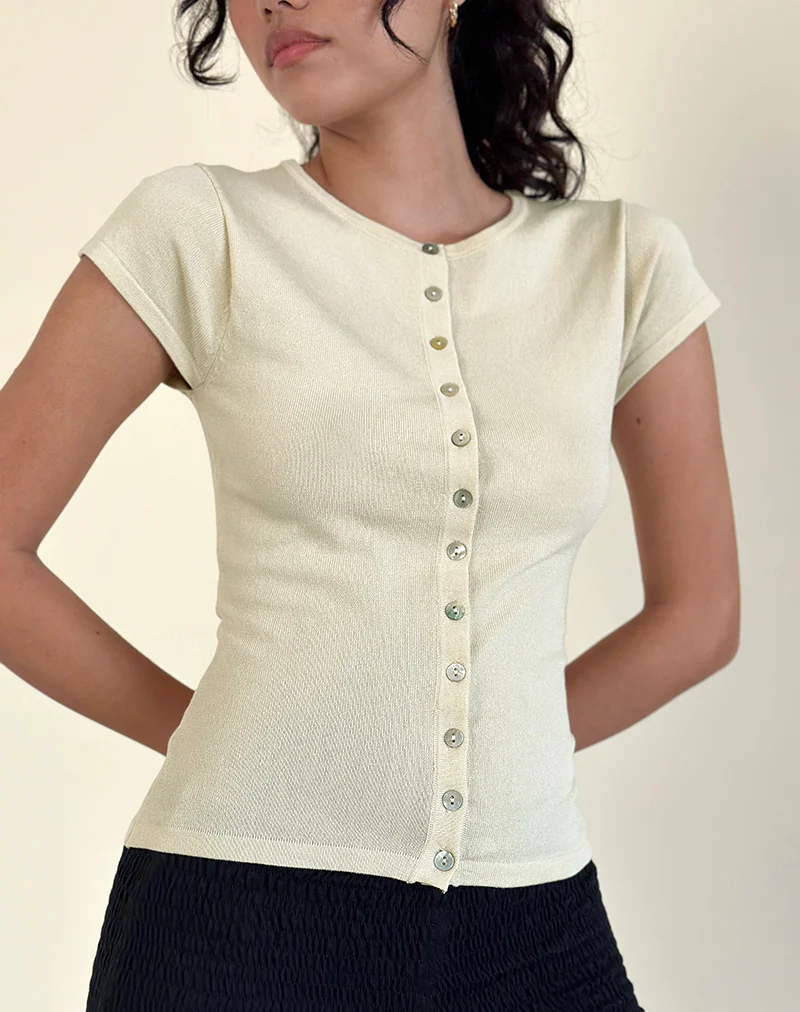 Elmira Top in Flat Knit Cream - Image 2